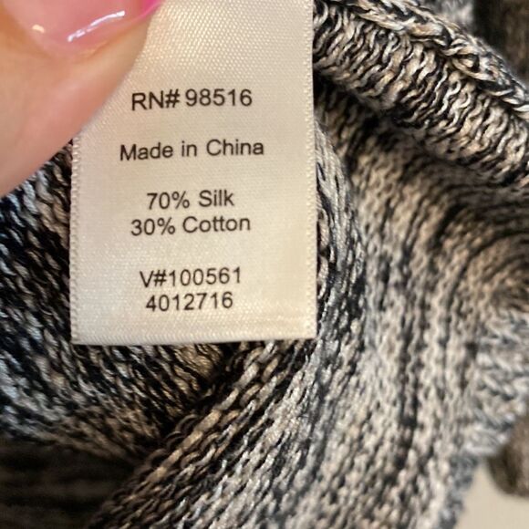 Heathered grey open cardigan 3/4 sleeve(silk blend)- Size large - Picture 4 of 6